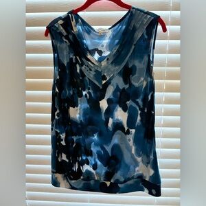 Calvin Klein Abstract Blue Sleeveless Blouse